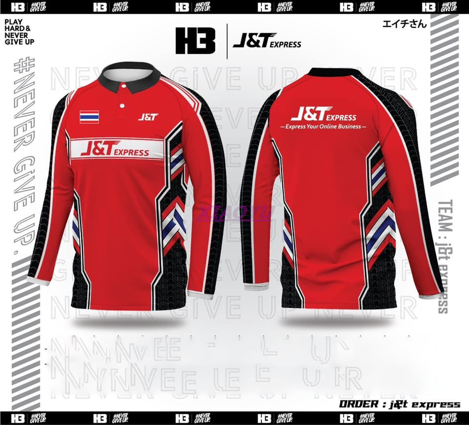 เสื้อยืด J & T Express สีแดงระเหิด / Aa Bu J & T สีแดงไมโครไฟเบอร์พลัสขนาด / เสื้อยืด J & T