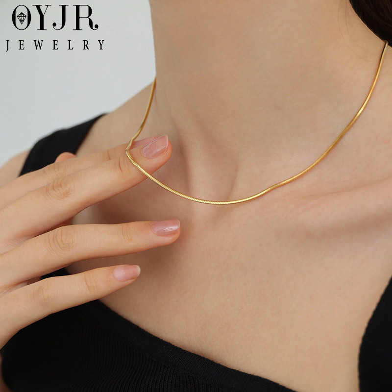 OYJR สร้อยคอกระดูกงูเรียบๆ สร้อยสแตนเลสสำหรับผู้หญิง - รูปที่ 4