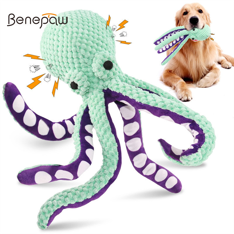 Benepaw ตุ๊กตาสัตว์เลี้ยงสุนัขของเล่นสําหรับ Aggressive Chewers ที่สมจริงการ์ตูนออกแบบ Squeaky Interactive ของเล่นผ้าฝ้ายนุ่มทนทานสําหรับสุนัขขนาดใหญ่หลายสุนัขและ Cuddling