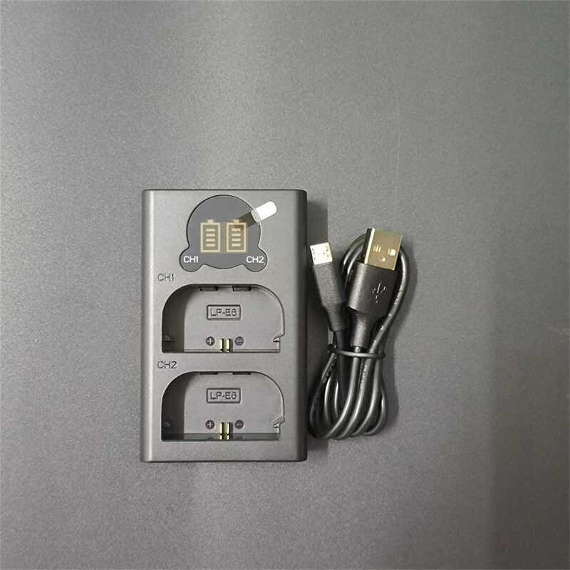 USB 4 Dual Battery Charger for Canon LP-E6 XC10 XC15 EOS Ra R5 R6 R7 5DS R 6D 7D 60D 60Da 70D 80D