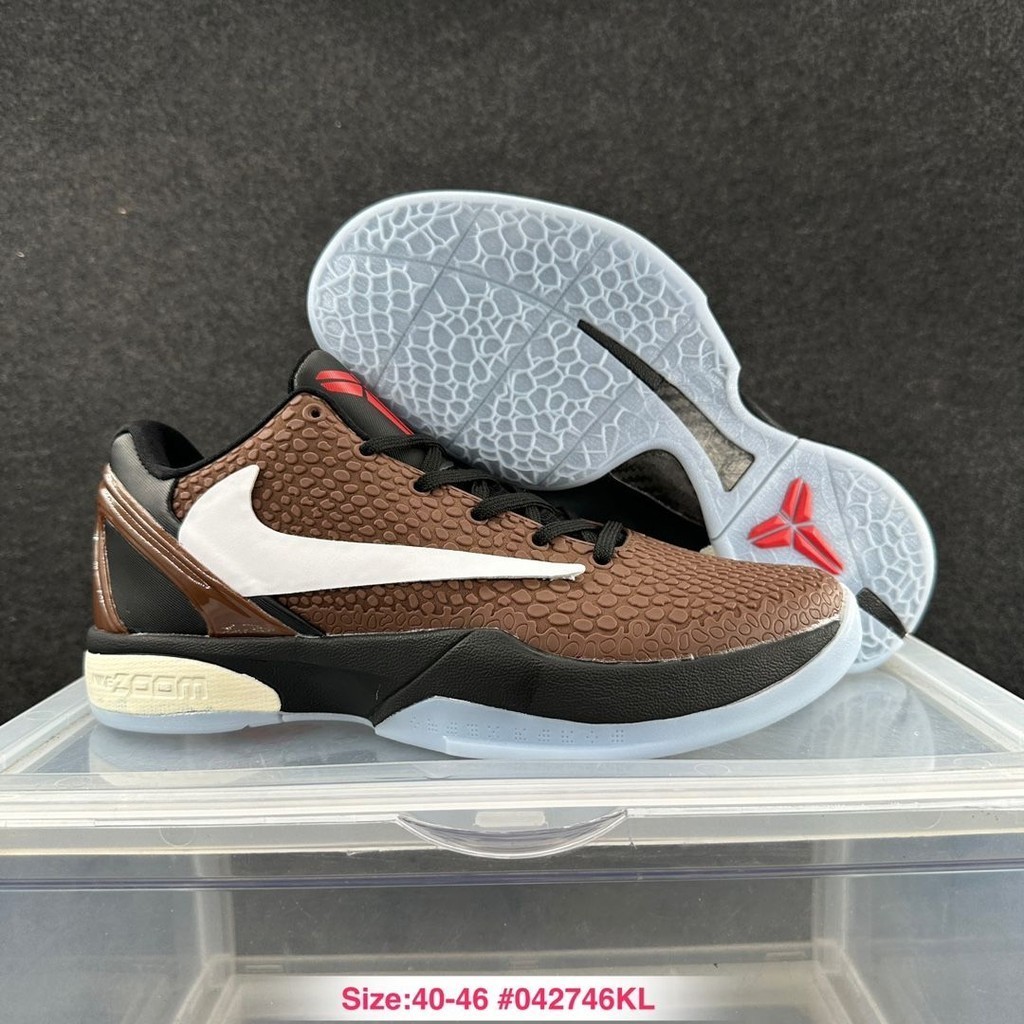 Zoom Kobe 6 Kobe 6th Generation TS Joint Barb Mocha Coffee Men Wear-Resistant Air Cushion กีฬารองเท