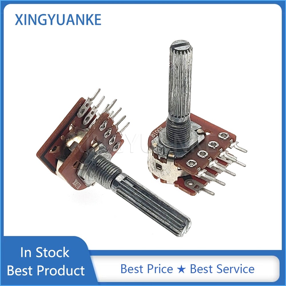 1 ชิ้น/ล็อต WH148 ประเภทคู่ 8-Pin B50K B100K Fever Audio Volume Amplifier Potentiometer จับความยาว 30 มม.พลัมเพลา
