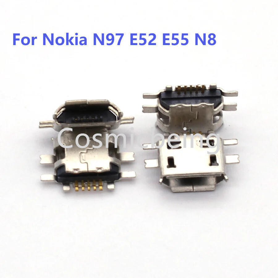 100pcs Micro USB 5Pin แจ็คเชื่อมต่อซ็อกเก็ตข้อมูลชาร์จพอร์ตหางปลั๊กสําหรับ Nokia N97 E52 E55 N8 โทรศ