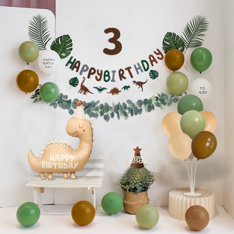 34ชิ้นคาราเมลไดโนเสาร์ฟอยล์บอลลูนสีกากีอะโวคาโดสีเขียวบอลลูนรู้สึกแบนเนอร์สุขสันต์วันเกิดแบนเนอร์ชุดพรรคความต้องการ