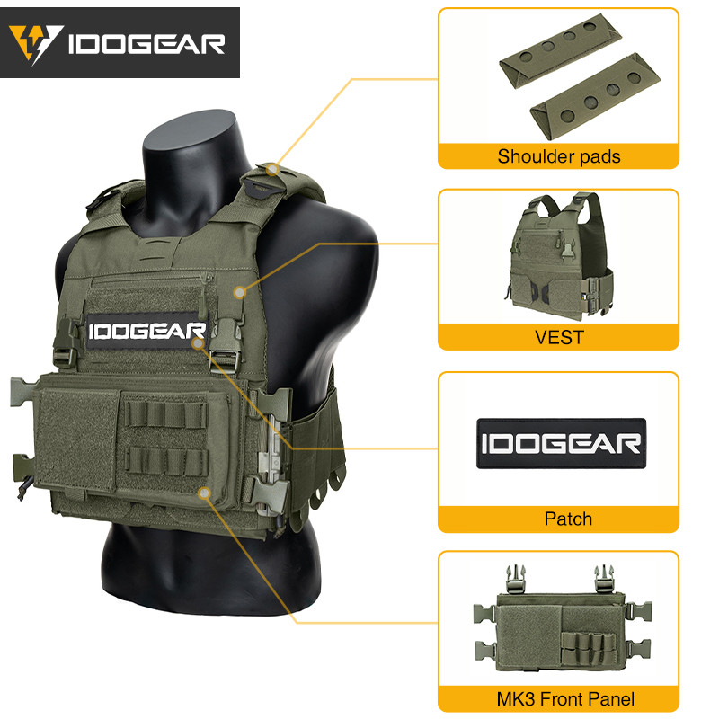IDOGEAR FCSK3.0 เสื้อกั๊กยี่ห้อ Patch FERRO พร้อมไหล่เสริมแพ็ดและแผงด้านหน้า รหัส 3320