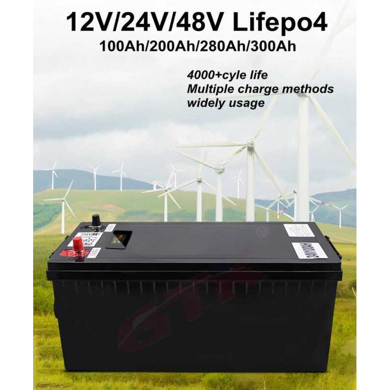 แบตเตอรี่ LiFePo4 ลิเธียมไอออนฟอสเฟต 12V GTK 24V 48V 100Ah 200Ah 280Ah 300Ah 400Ah สำหรับ S