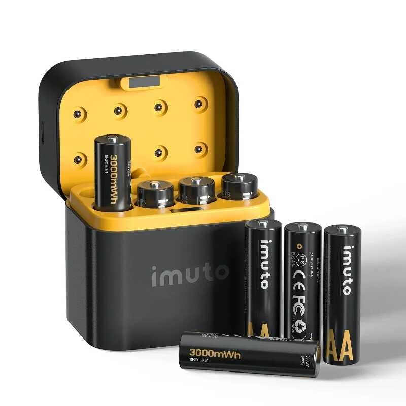 ❤ 8 Imuto 3000Mwh AA Battery Charger Independent Slot Fast Charging For 1.5V Lithium Lion Recha