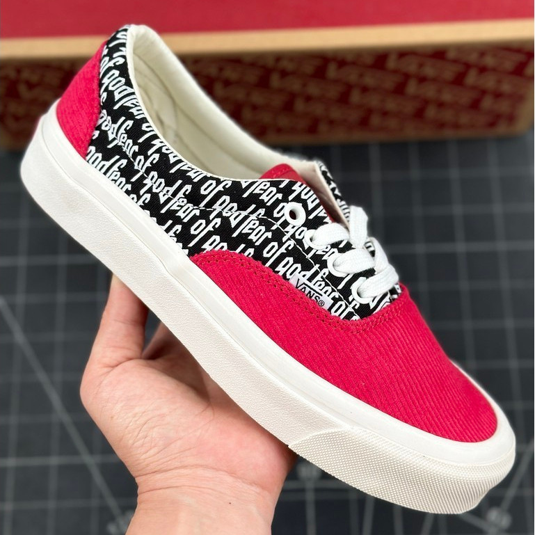 mno ♞Fear of God x Vans Vault UA ERA 95 DX รองเท้าผ้าใบลําลองสีแดง Low-Top