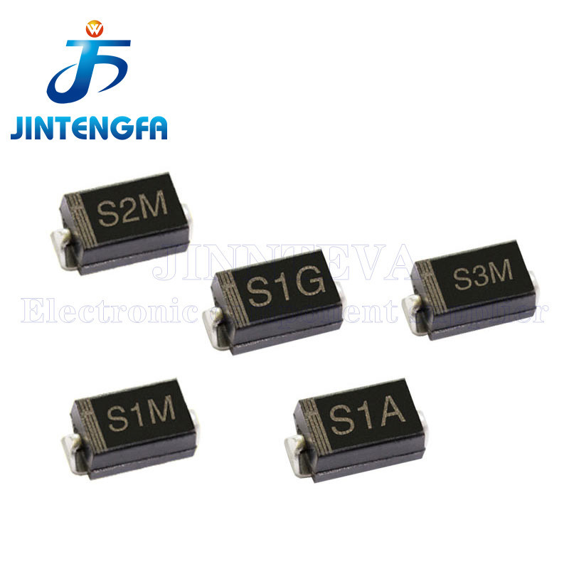 100PCS S2M S3M SMA SMB DO-214AC DO-214AA 2A 3A 1000V SMD ไดโอดทั่วไป RECTIIER RL207 1N5408