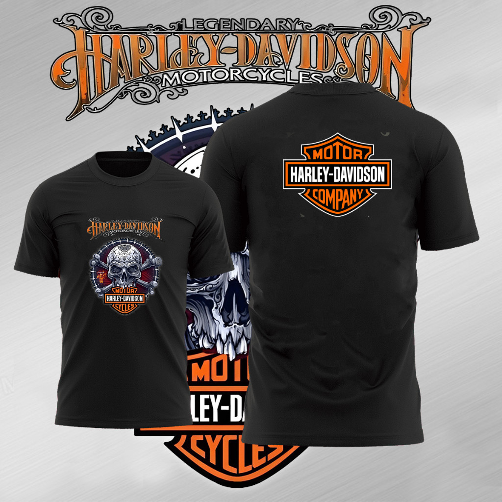 สื้อยืดฮาเลย์ Harley-Davidson เสื้อยืดลำลองฤดูร้อน ฝ้าย