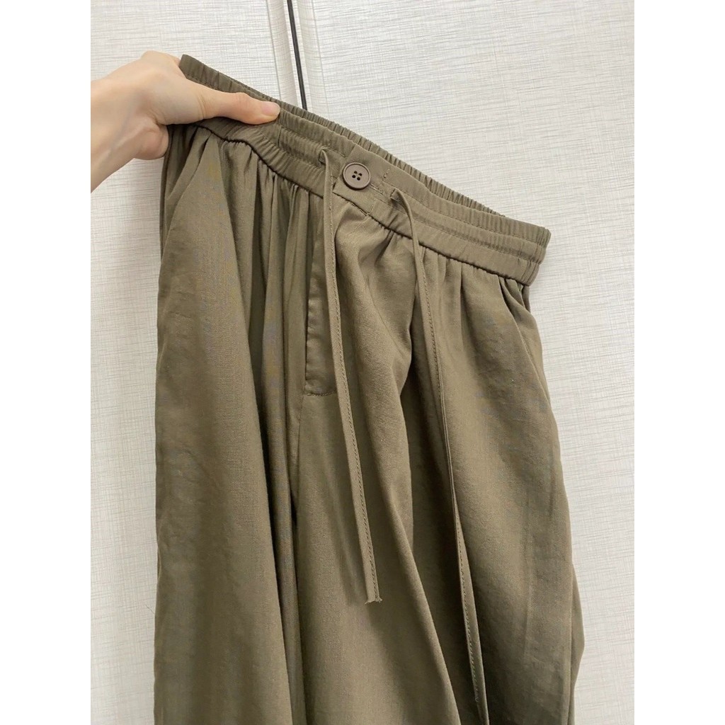 ส่งไวจากไทย SELLDA M-2XL กางเกง เอวสูง เกาหลี เรียบๆ ขากว้าง ผู้หญิง ไม่เป็นทางการ กางเกงขายาว
