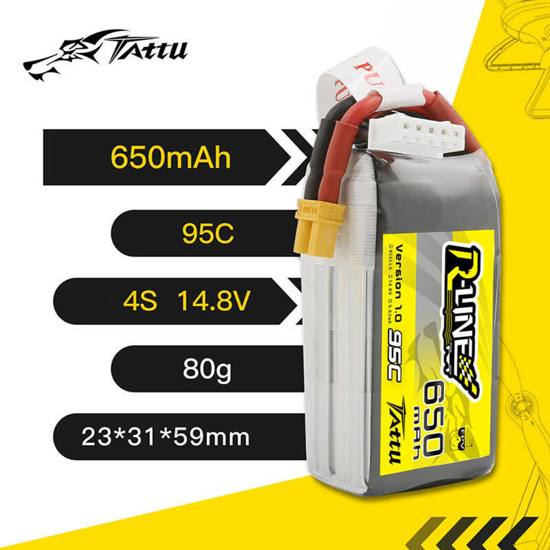 3 A3b ชิ้น TATTU R-E 1.0 14.8V 650Mah 95C แบตเตอรี่ลิเธียมไอออนสำห