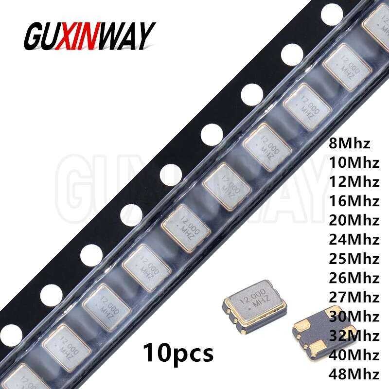 ชิ้น 10 3225 SMD ออสซิลเลเตอร์คริสตัลควอตซ์แบบพาสซีฟ 8Mhz 10Mhz 12Mhz 16Mhz 20Mhz 24Mhz 25Mhz 26Mhz