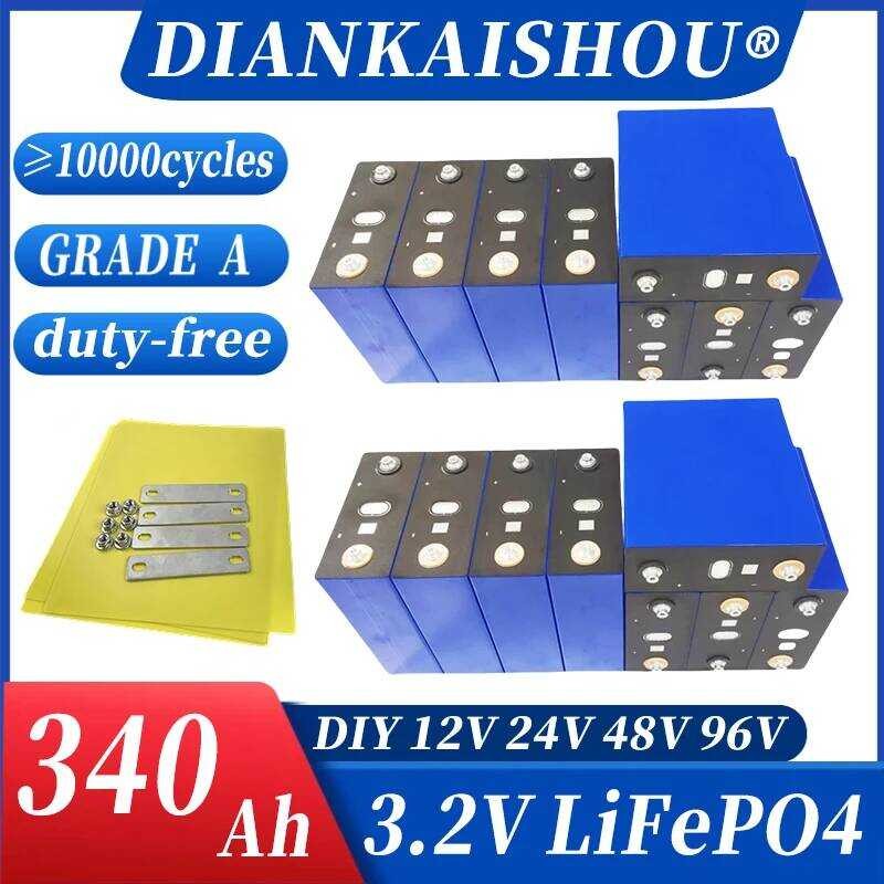 3.2V ใหม่ 340AH Lifepo4 เกรด A 3C กำลังสูง DIY 12V 24V 48V EV RV การเก็บพลังงานแสงอาทิตย์แบบชาร์จได้