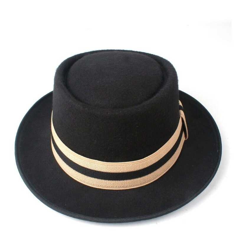 Size 2 Men Women Pork Pie Fedora For Lady Gentleman Outdoor Flat Jazz Hat