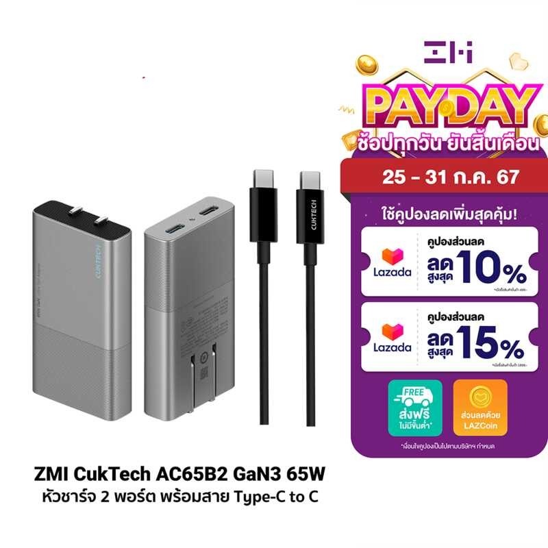 [ใช้คูปอง ลดเหลือ 919 บ.] Cuktech Gan3 65W หัวชาร์จ Usb-C 2 พอร์ต สำ
