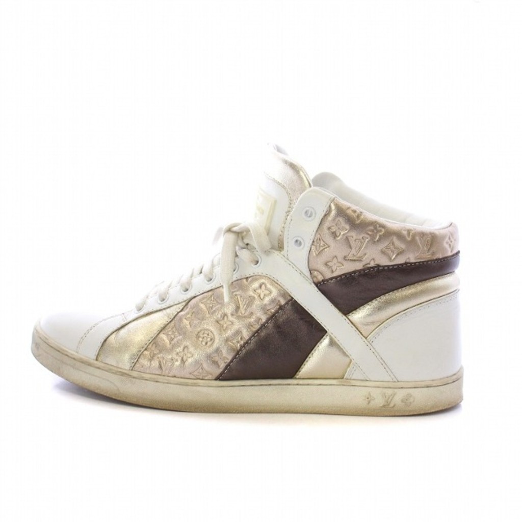 Louis Vuitton Leather Sydney Sneakers White Gold Direct from Japan Secondhand