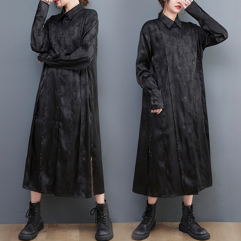 Ladivi Plus ขนาดผู้หญิงแขนยาวลําลองหลวมชุดขนาดใหญ่ฤดูใบไม้ร่วง 2024 Tunic Robe 5100 C043