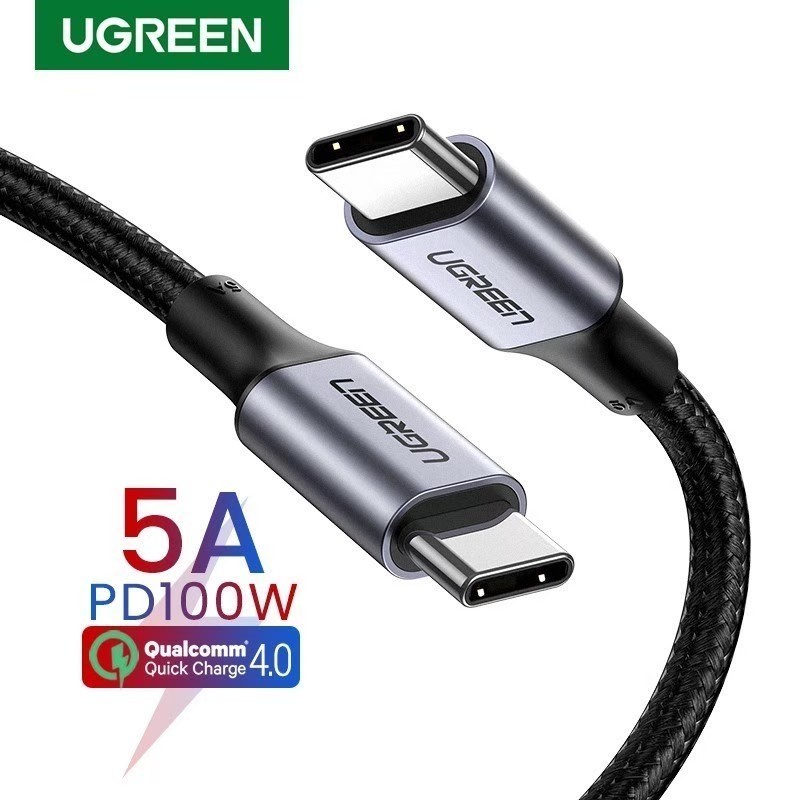 UGREEN รุ่น 70427,70429 สายถักชาร์จ USB-C to USB-C จ่ายไฟ 100W Fast Charger Cable ชาร์จ+โอนข้อมูล ส
