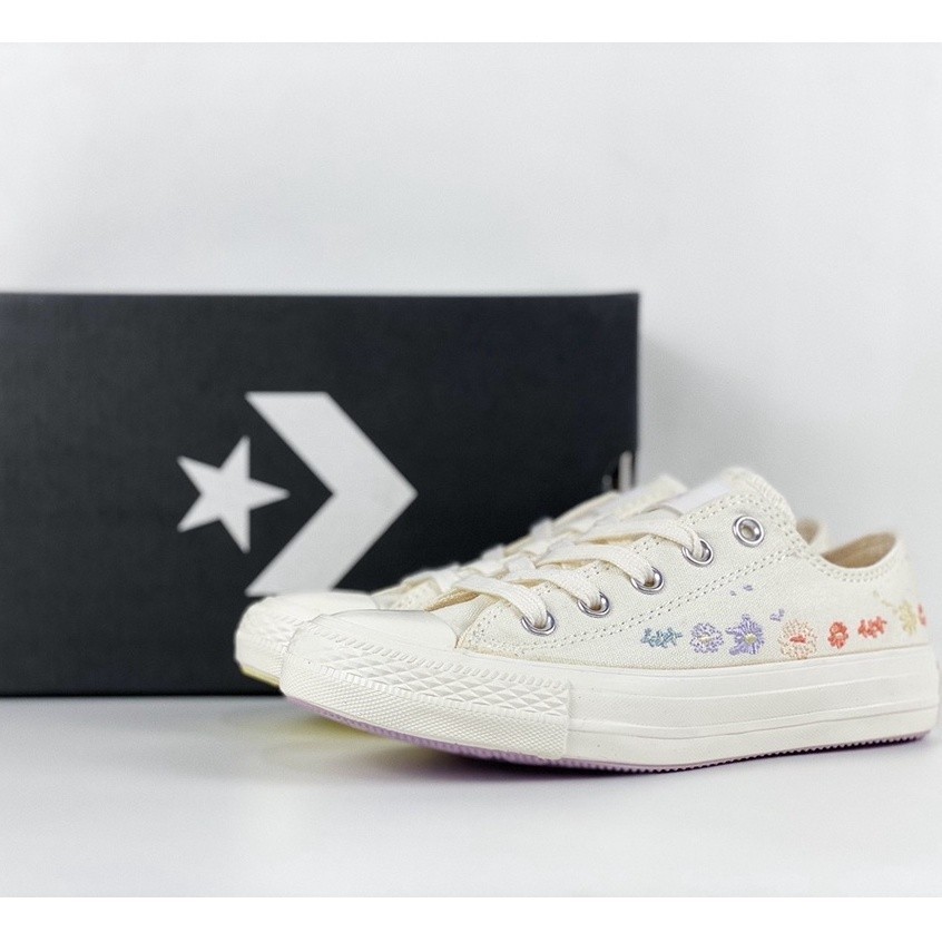 Converse All Star ox รองเท้าผ้าใบสั้นปักลายดอกไม้สําหรับผู้ชายผู้หญิง sport-513