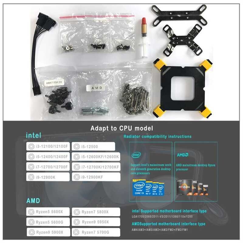 โปรเซสเซอร์ X99 Am4เย็น240มม. Heatsink Iwongou ARGB CPU 2011 RGB 4Pin PWM PC ระ