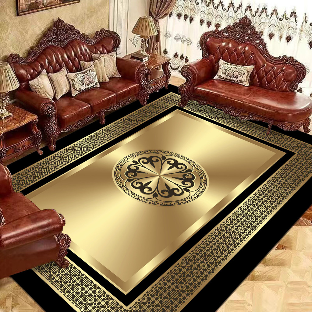 Large urious Gold Carpets for Living Room Europe and America Villa Hall Carpet Decorion Bedroom Rug