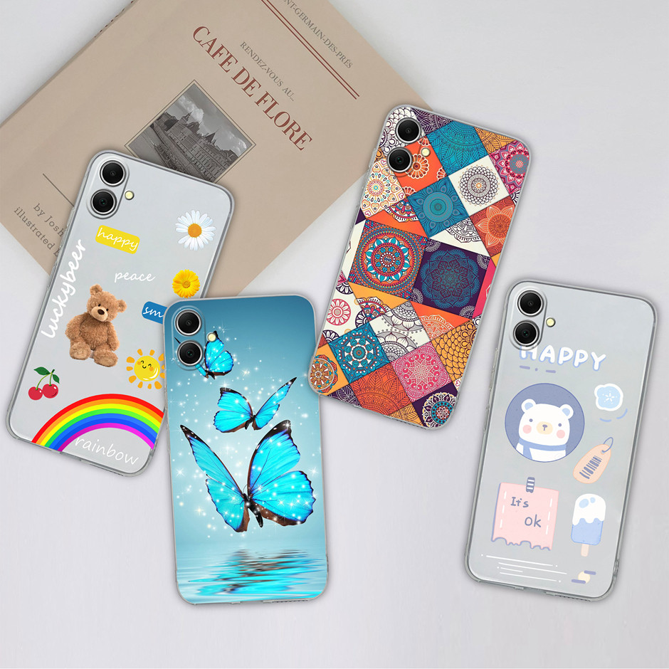 สําหรับ Samsung Galaxy A06 5G กรณีสวยผีเสื้อรูปแบบการ์ตูนกันกระแทกซิลิโคนใส Soft Shell สําหรับ SamsungGalaxyA06 5G ปกหลังปลอก Capa
