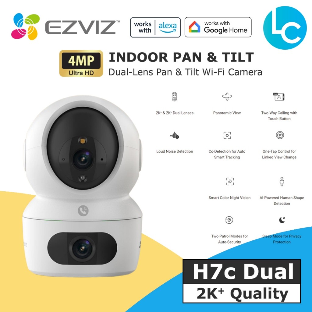 Ezviz H7C Dual 2K+ Dual Lens (4MP + 4MP) Pan/Tilt WiFi Indoor Security กล้องวงจรปิด 2-Way Talk Smar