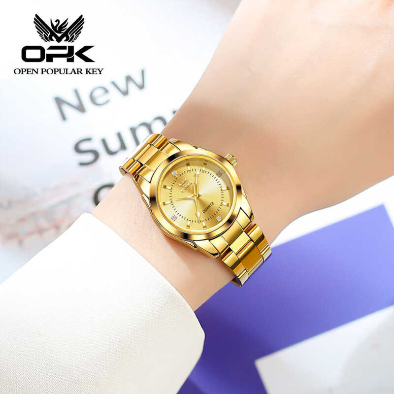 Watch OPK For Women Original Branded Fashion Elegant Waterproof Luminous Stainless Steel Strap Casu