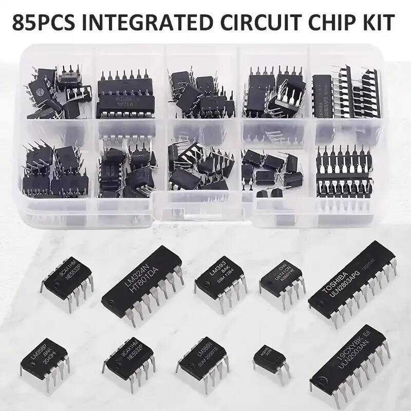 ชิ้น 85 10 ประเภท NE555 LM324 LM393 UA741 ULN2803 LM358 LM386 NE5532 ULN2003 PC817 วงจรรวม DIP IC ชุ