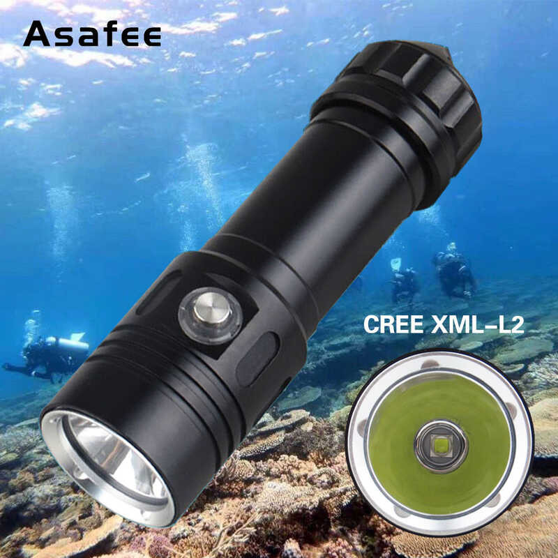 ❤ Asafee Af05d Ultra Bright Torch Underwater 50M Diving Flashlight Lamp 4 Files Waterproof L2 L