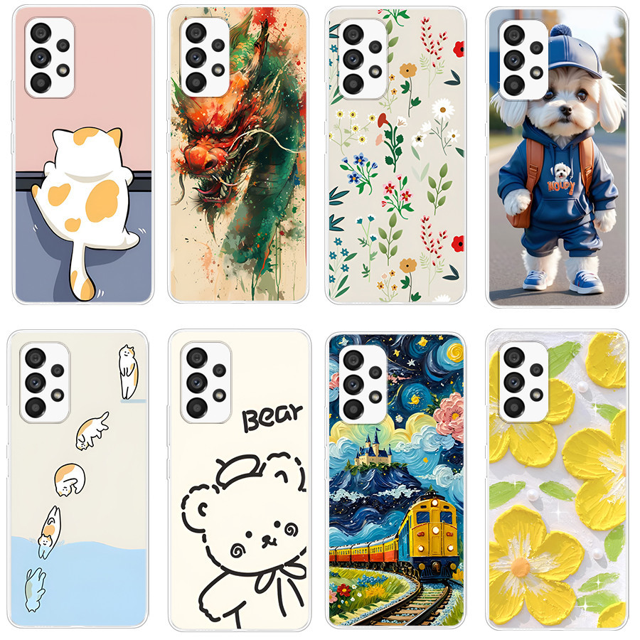 ปลอกสําหรับ Samsung galaxy A53 5G เคสซิลิโคนนุ่ม TPU พิมพ์ฝาครอบโทรศัพท์