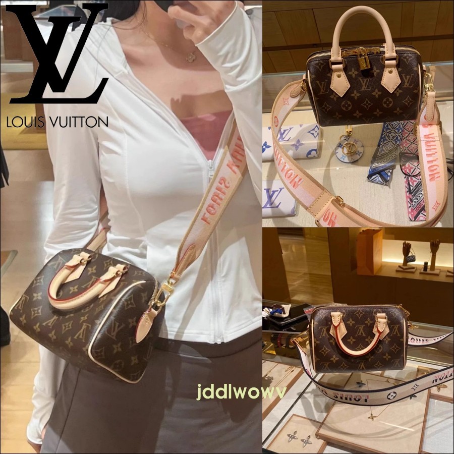 ♞Louis Vuitton ฝรั่งเศสดั้งเดิม กระเป๋าสตรี ใหม่ Speedy20 สายตายาวหมอนไหล่ crossbody แบบพกพากระเป๋า