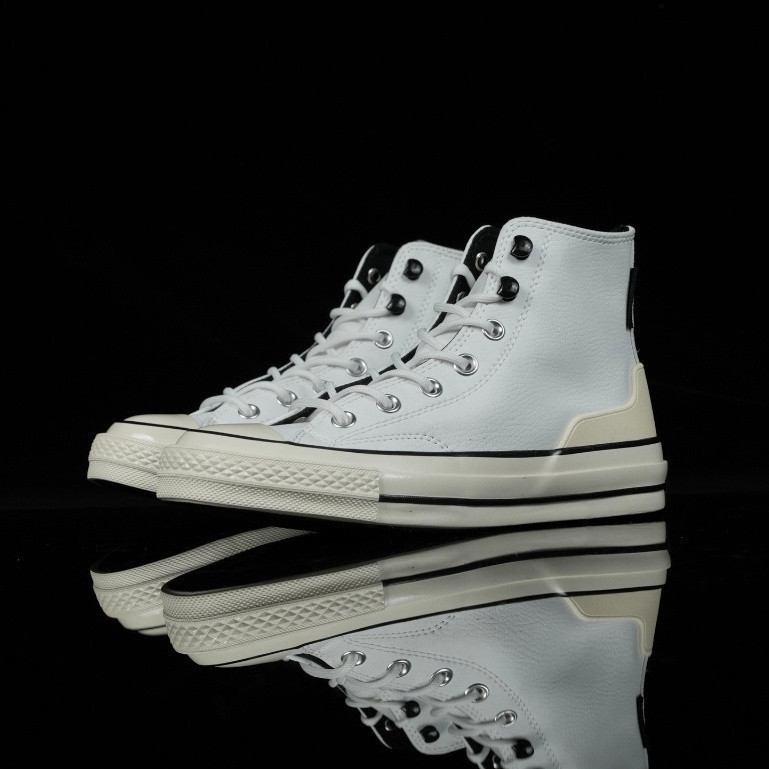 Converse Chuck 1970s Water Repellent Leather White High-Top Casual รองเท้าผ้าใบจ๊อกกิ้ง