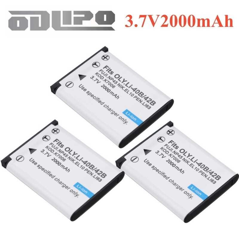 2000mAh c Li-40B Li-42B EN-EL10 Battery + LCD Charger for Olympus Li 40B 42B, Nikon EN EL10, Fine