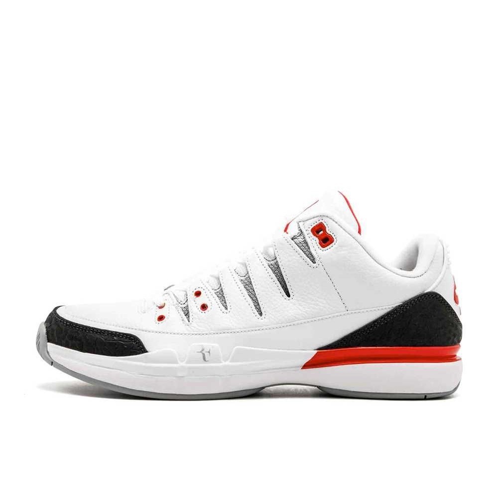 ฟิกเกอร์ Roger Federer × Nike Air Jordan 3 Zoom Vapor "Fire Red" Sneakers 709998-106 Like New