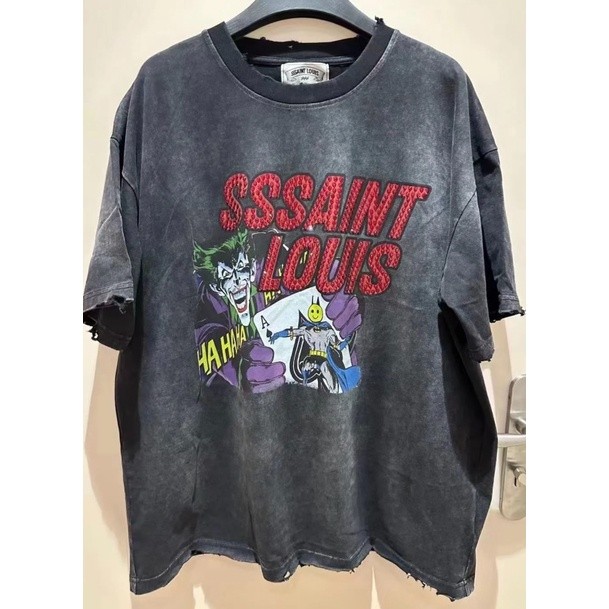 เสื้อยืดแขนสั้น พิมพ์ลาย High Street SSSA1NT L0UIS Joker Carnival แฟชั่นคู่รัก สําหรับผู้ชาย และผู้