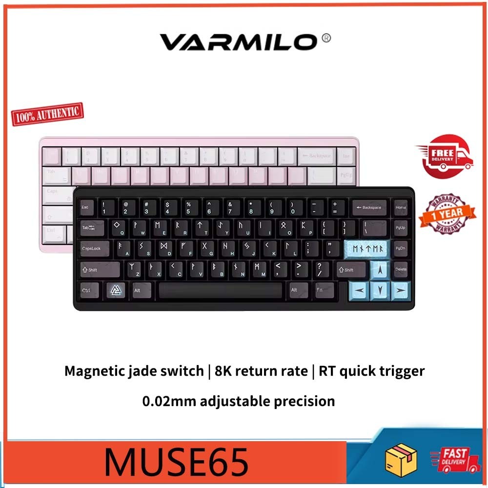 Varmilo MUSE65 Gaming Magnetic Axis Mechanical Keyboard, Full CNC Aluminium Alloy, 8KHZ Return Rate