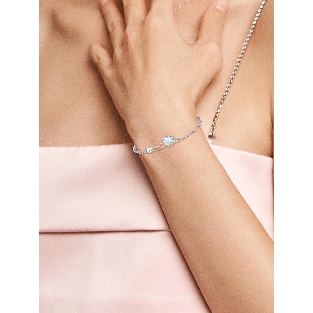 Bracelet Women's Opal October Birthstone 2 strands Flower Silver Bracelet Women Accessories Platinu