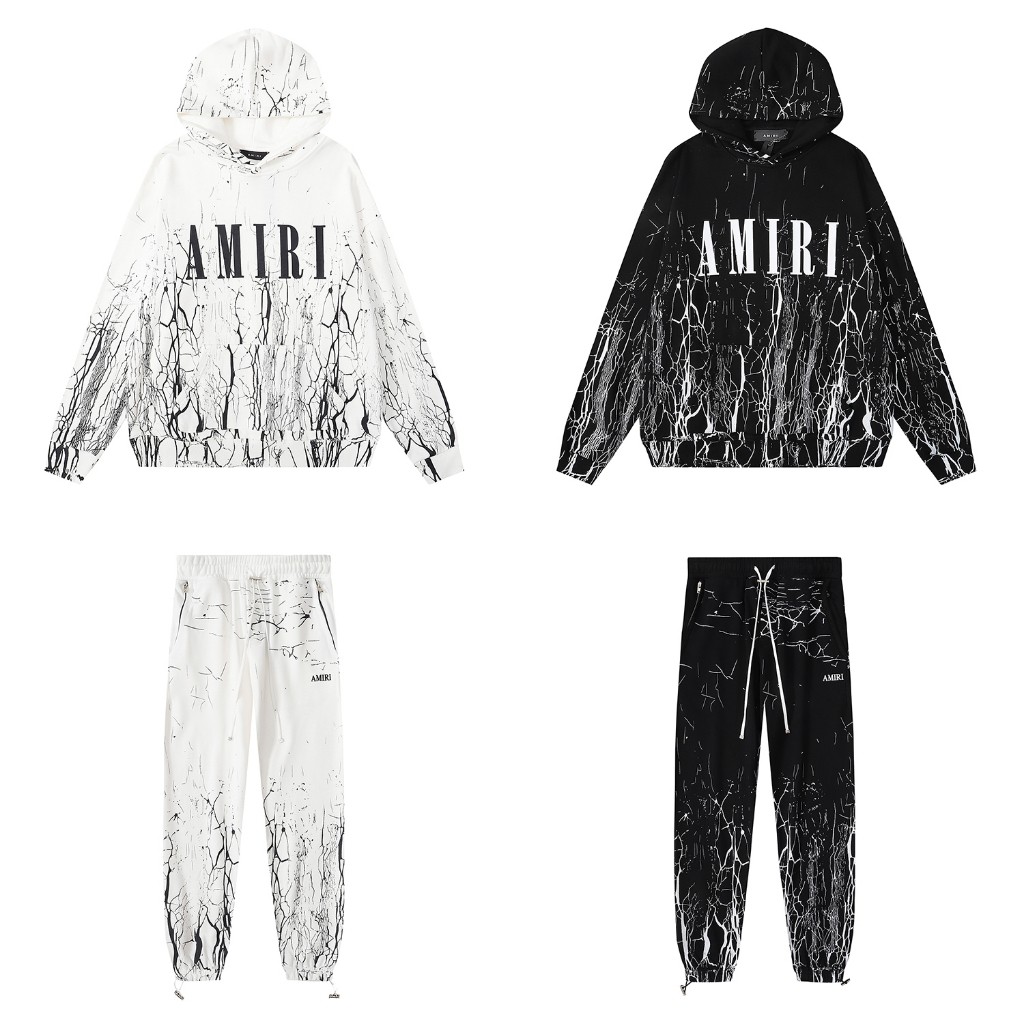 ️พร้อมส่ง ️️เสื้อกันหนาว มีฮู้ด พิมพ์ลาย Amiri Contrast Line คุณภาพสูง สไตล์อเมริกัน แฟชั่นสําหรับผ