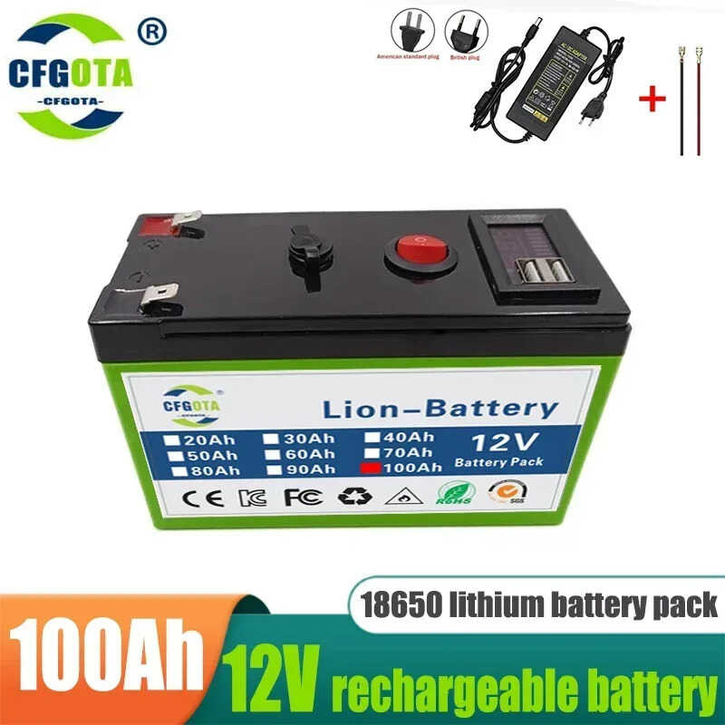 ❤ Brand New 12V Lithium 100Ah 18650 Rechargeable Lifepo4 Solar Energy Electric Vehicle Battery