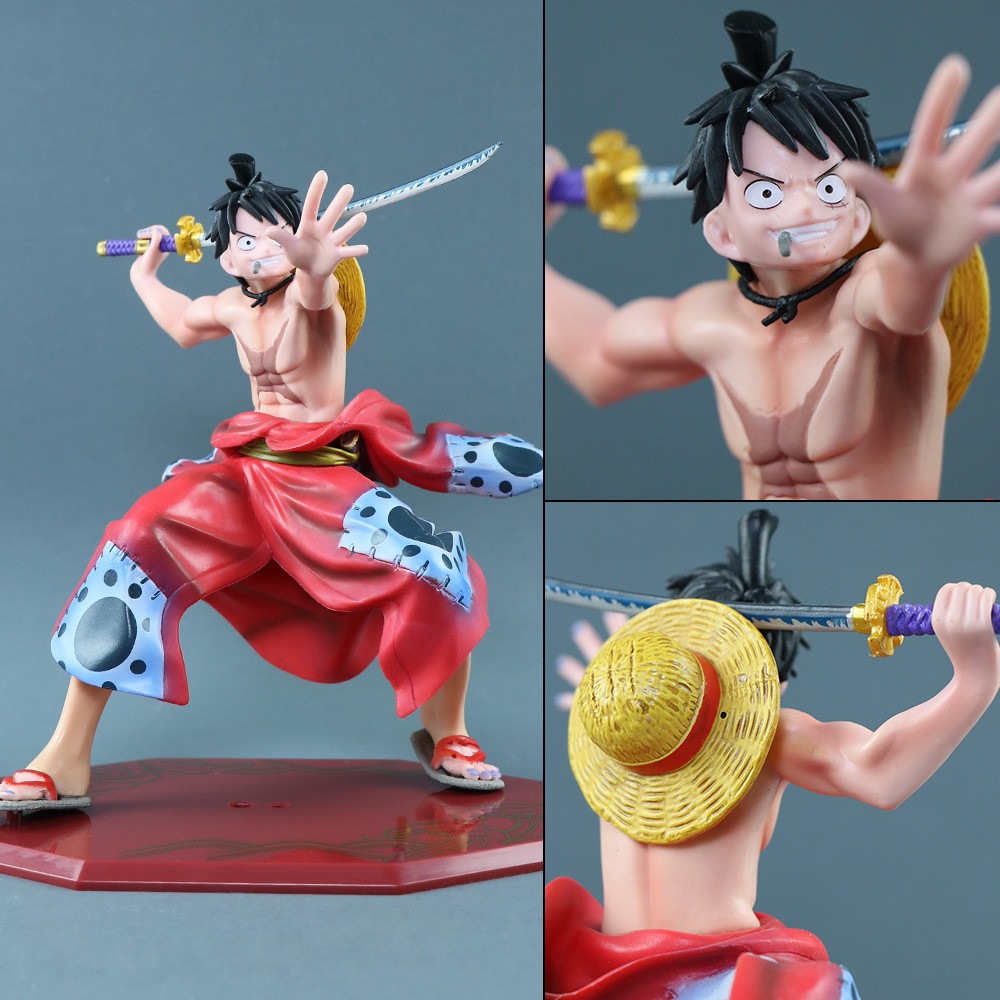 หนึ่งชิ้นรอบร่าง Luffy ดาบเพื่อให้รางวัล Wano Country Hat Straw Straw Hat Luffy Model Collection เค
