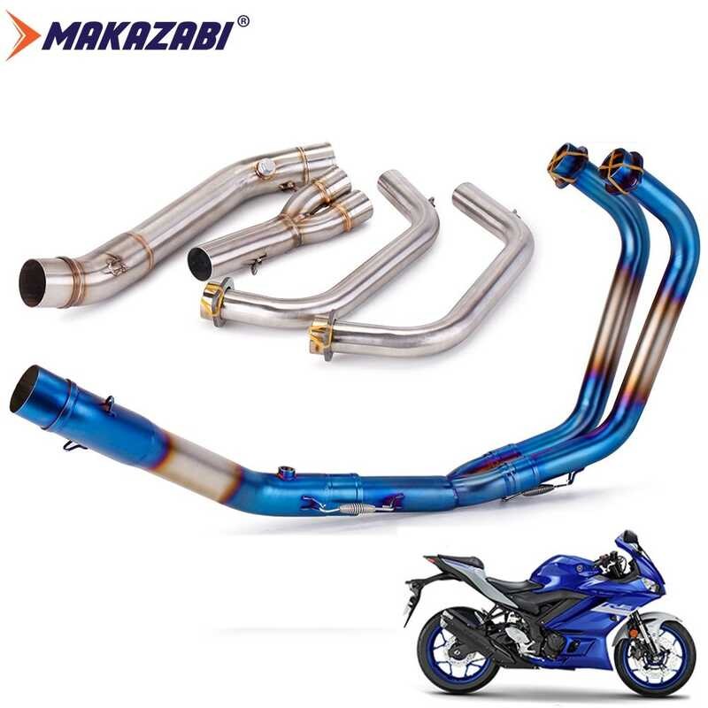 MAKAZABI 51mm/2Inches For Yamaha YZF R25 R3 MT03 Motorcycle Full Exhaust System Escape Modified Fro