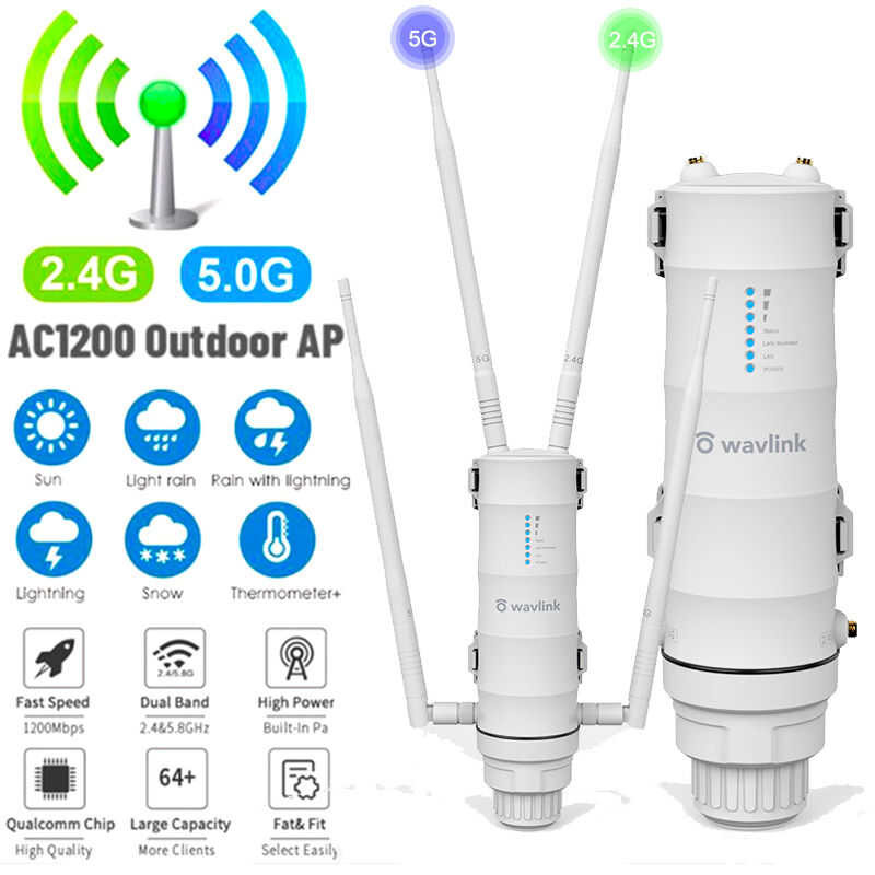 ❤ WAVLINK Ac1200 Wi-Fi กำลังสูงกลางแจ้งที่ขยายช่วงสัญญาณ/จุดเชื่อมต่อไร้สาย/ตัวแทนตาข่ายพร้อม P