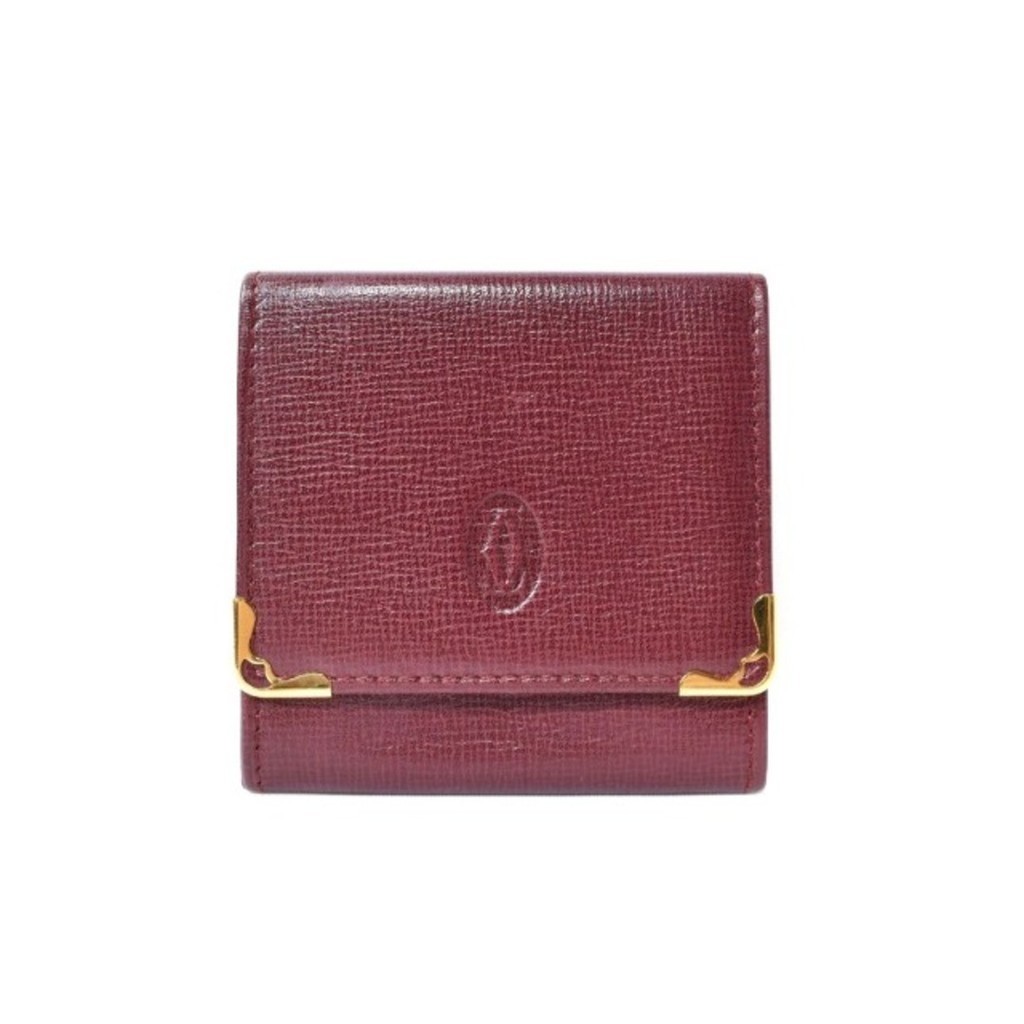 Cartier Must Line Bifold Coin Purse Leather Red Purple Direct from Japan Secondhand