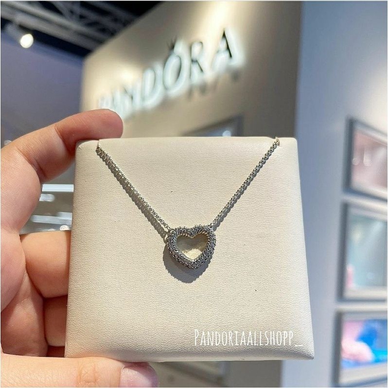 ♞,♘,♙(ของแท้100%)Pandora silver necklace**สร้อยคอหัวใจ