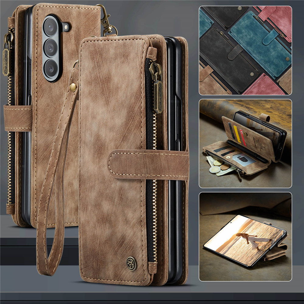 เคสสําหรับ Galaxy ZFold6 ZFold5 ZFold4 ZFold3 กระเป๋าสตางค์หัวเข็มขัดด้านข้างพลิกฝาครอบโทรศัพท์หนัง เคสกันกระแทก Samsung Card Slot Z Fold6 Fold5 Fold4 Fold3 Fold 6 5 4 3