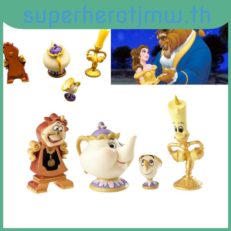 And Beauty The Beast Handcrafted เรซิ่นหุ่นชุด Cogsworth นาง ชิป Potts, Lumire,