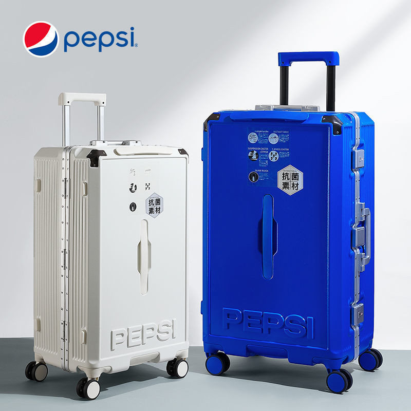 Pepsi PEPSI กระเป๋าเดินทางกรอบอลูมิเนียมความจุขนาดใหญ่พิเศษชายและหญิงกรณีรถเข็นเงียบล้อสากลกระเป๋าเ