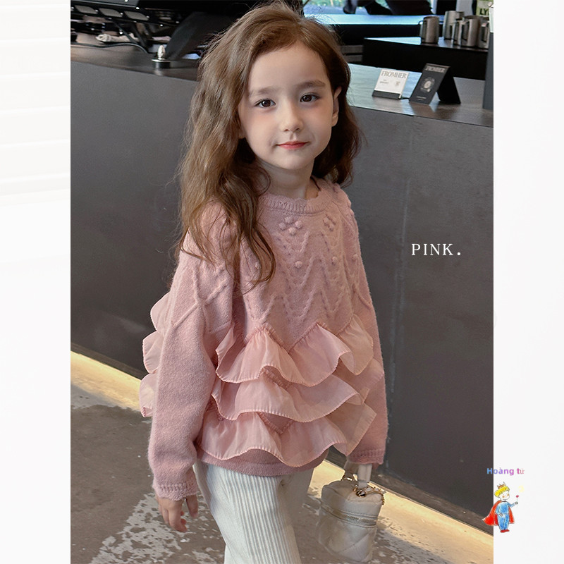 [ขายร้อน] สาวเสื้อถักเสื้อสวมหัวลูกไม้เจ้าหญิงสไตล์ลูกไม้เสื้อกันหนาว